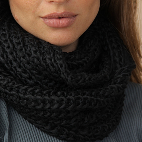 Cuello Rueda Tresher De Lana Abrigado Cálido Otoño/invierno Negro Liso Único