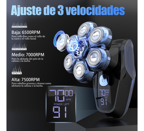Sejoy Alien Pro Rasuradora Eléctrica Barba Recargable Hombre Afeitadora Y Calvo Corta Pelos Kits 5 En 1 Color Azul 127V