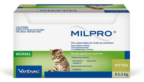 Milpro Kitten 4 Mg/10 Mg 4 Tabletas 0.5-2 Kg
