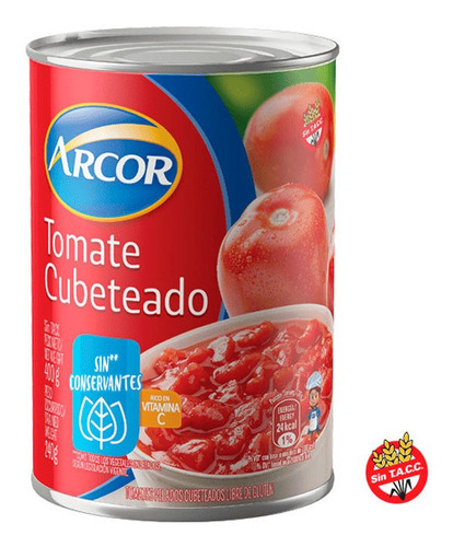 Tomate Cubeteado Arcor Lata X 400 Gr