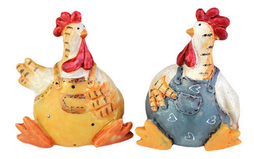 2 Piezas De Adornos De Pollo Para Pareja, Estatua De Gallo,