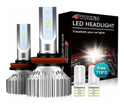 4wdking H11 Led Headlight Bulbs Fanless Super Bright Low