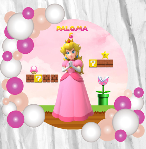 Banner Candy Bar Circular Princesa Peach Mario Bros 70x70cm