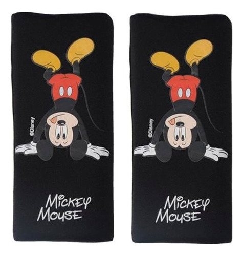 Par Mini Cubre Cinturon Seguridad Auto Niños Disney Mickey Color Negro