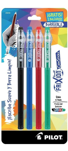 Pilot Frixion Color Sticks Tinta Gel Termica Borrable 4 Pzas