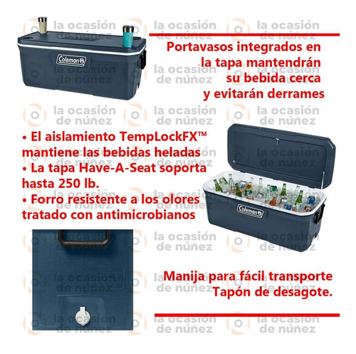 Imagen 3 de 7 de Conservadora Coleman 150qt Heladera Termica Camping Frio 3 D