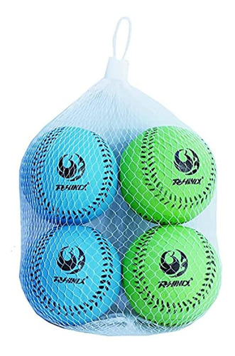 Imagen 2 de 2 de Pelotas Béisbol Espuma Infantil 4 Uds Azul+verde 7cm 19gr