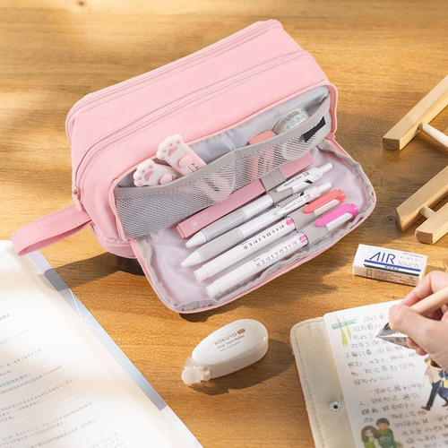 Estuche Para Lápices Capacidad De 100 Lapiceras Organizador Color Rosa Lisa