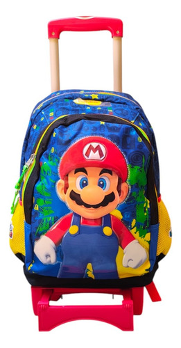 Mochila Primaria Chenson Con Carro Super Mario Color Azul Azul Estampado