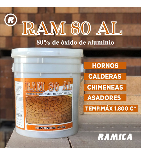 Ram 80 Al Mortero Refractario 40kg Ramica