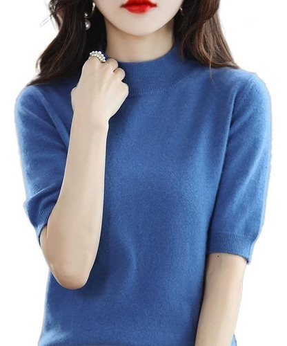 Women's Short Sleeve Cashmere Wool Loose Sweater Casual Wear