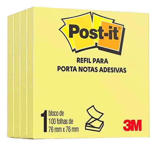 Post-it Pop Up Bloco 76x76 Amarelo C /4 Blocos 100 Fls 3m