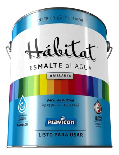 Plavicon Habitat Esmalte Al Agua Brillante Premium Blanco 1l