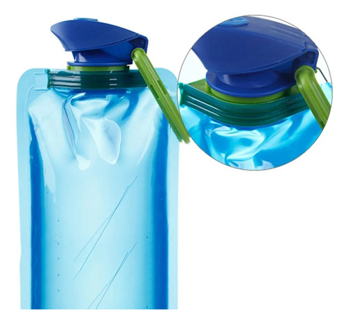 2pzas Botella De Agua Plegable 700ml Bolsa Para Agua Viaje