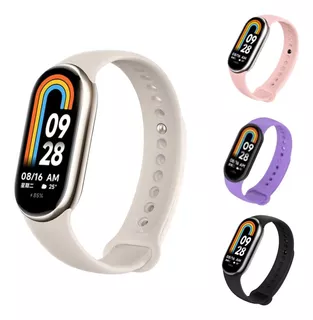 Relógio Xiaomi Mi Band 8 Global C/3 Pulseira + 1 Películ Cor Da Caixa Branco/ouro Cor Da Pulseira Bege Cor Do Bisel Preto Desenho Da Pulseira Casual