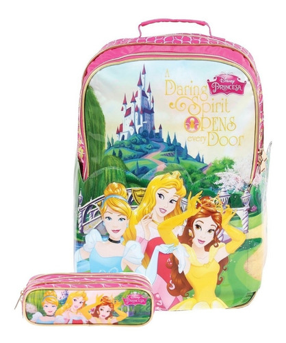 Imagem 1 de 8 de Mochila Escolar Princesas Disney G 37228 + Estojo 37225