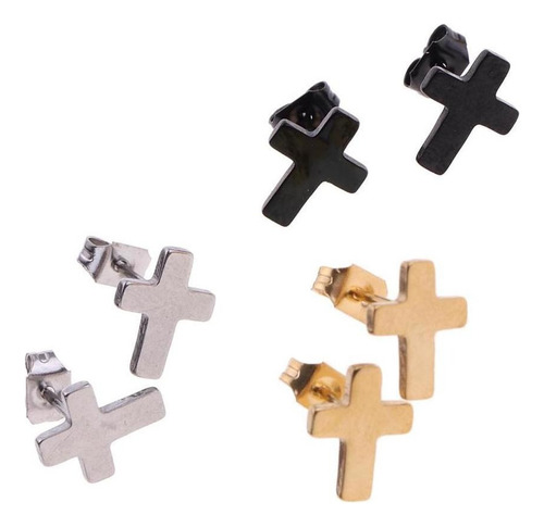 3 Pares Cruces Stud Pendientes Christian Faith Cruces Studs