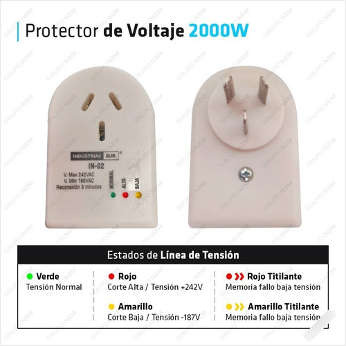 Imagen 2 de 10 de Protector Voltaje 2000w Heladeras Lavavajillas Freezer Aires
