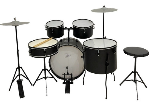Bateria Musical Well Drums Completa 7 Para Iniciantes Cor Preto