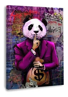 Cuadro Canvas Personalizado 35x50cm  Panda Mafioso