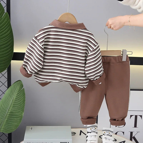 Conjunto Digital De Dos Piezas A Rayas Para Primavera Y Otoñ