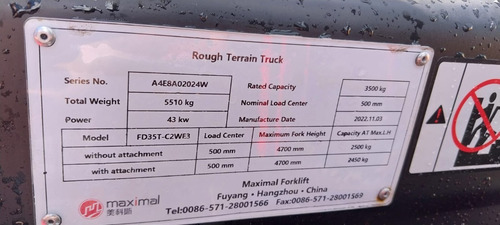 Empilhadeira Maximal Diesel 3,5t.off Road Zero Prontaentrega