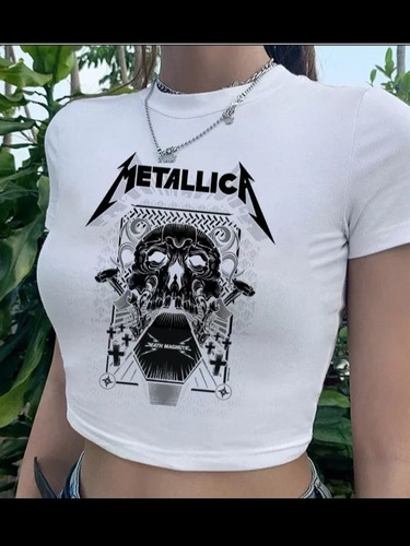 Polera Metallica Mujer Corta