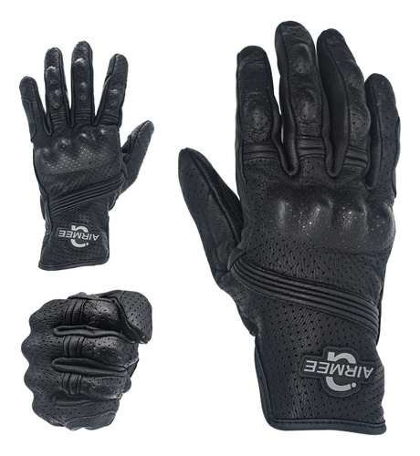 Guantes De Moto 100% Piel De Cabra Para Pantallas Táctiles Color Perforado Talla G