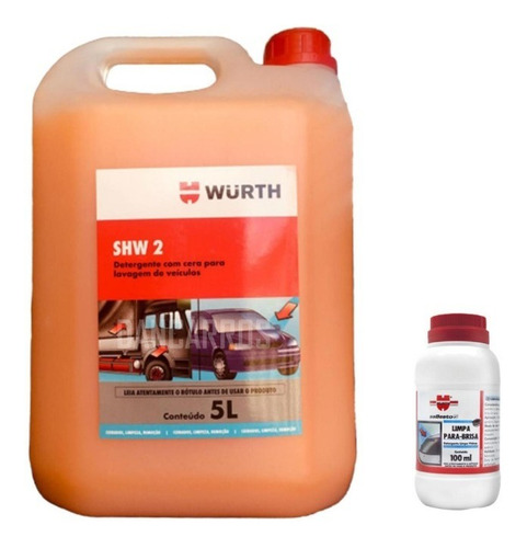Kit Wurth - 1 Shampoo Com Cera + 5 Limpa Para Brisa
