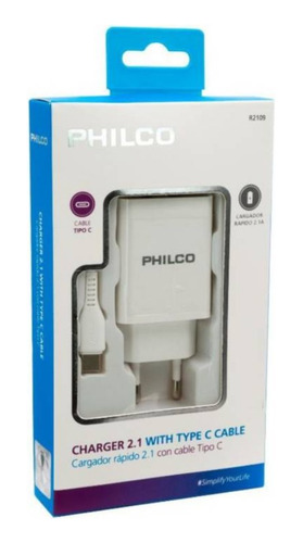  Cargador 2usb Carga Rápida 2.1amp Tipo C Sec Philco