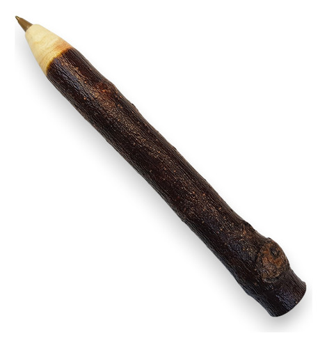 Lapicera Tronco Artesanal Reutilizable Marrón Negro