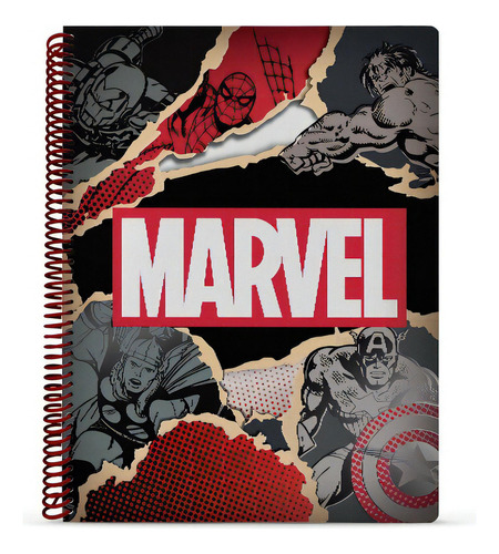 Cuaderno Universitario Marvel T/ Semirigida 80 Hojas Mooving Color Negro
