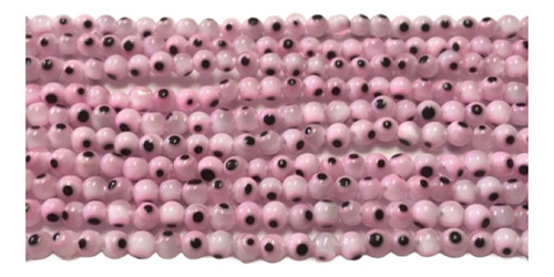 Ojo Turco De Cristal Redondo Rosa 4mm Bisuteria 1pz