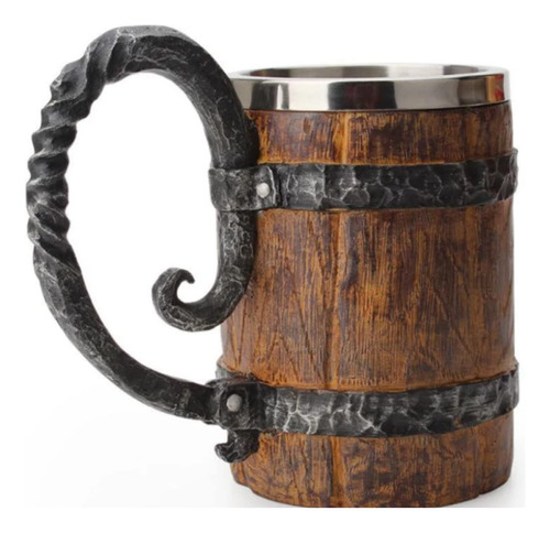 Roil Taza Viking Cup De Madera Estilo Barril Jarra Con Asa |