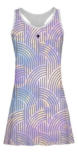 Imagem 5 de 6 de Vestido Beach Tennis C/ Shorts Lilás Listras Beachwear