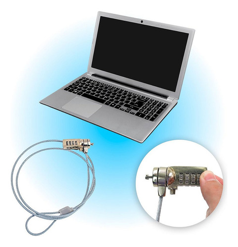 Trava De Segurança Notebook Pc Com Senha Cabo De Aço Segredo Unica