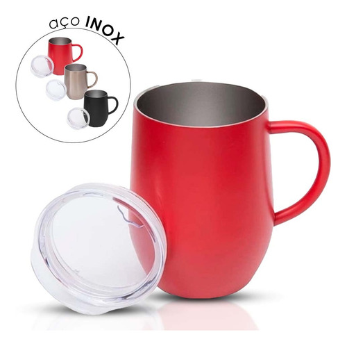 Caneca Térmica Inox C/tampa 350ml Aj2003 Mimo Style