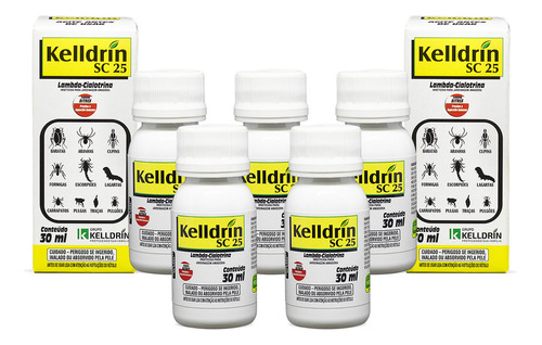 Kit 5 Unidades Sc25 30ml Inseticida Concentrado Kelldrin