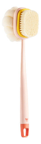 Cepillo De Baño Largo Rosa De 2 Caras, Suave Exfoliante Para