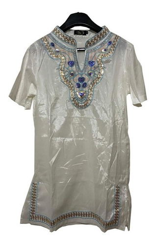 Túnica Camisola Seda Brillante Bordado Y Lentejuelas Var´s
