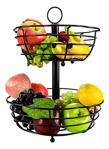 2 Tier Fruit Basket, Fruit Bowl For Kitchen Counter - F...