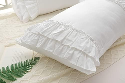 Significado4 White Ruffles Pillow Shams Tamaño De Reina De 2