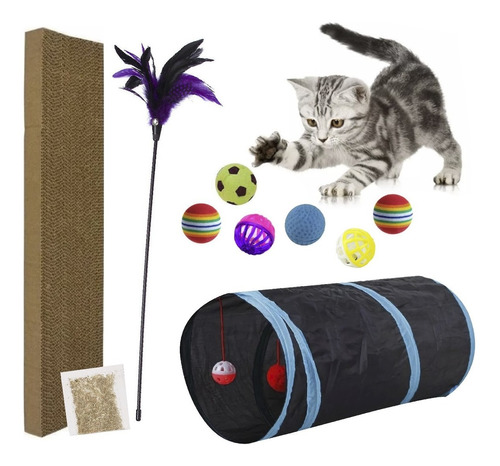 Juguete Gatos Tunel Simple Pelota Juego Plegable Catnip