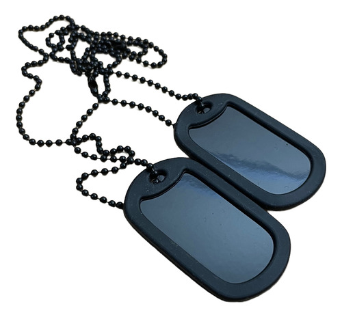 Chapas De Identificación Militar Negras Presentación En Lata