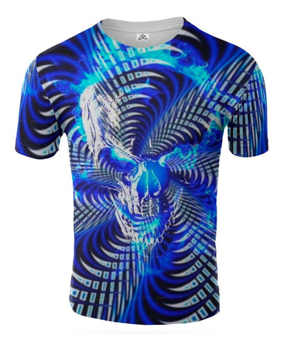 Remera Calavera Azul 3d Artemix  Ax-0576