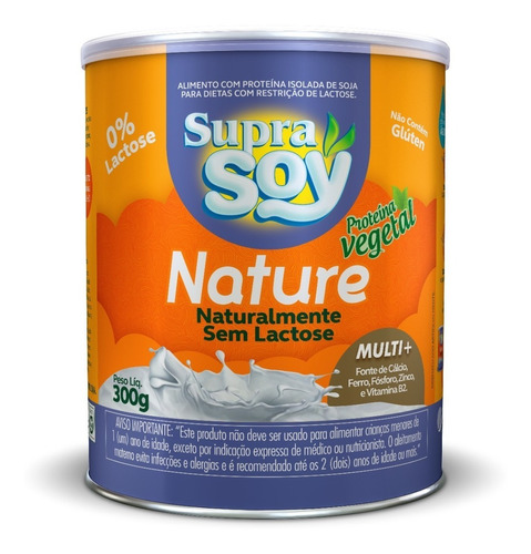 Leite Em Pó Nature Sem Lactose Lata 300g Supra Soy