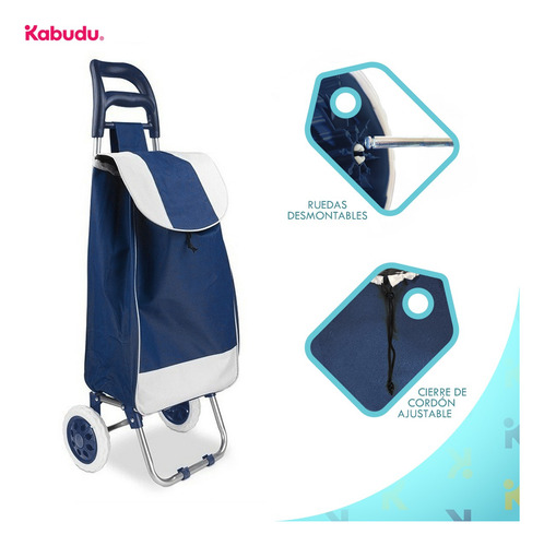 Carrito De Compras Plegable Mandado Multiusos Reforzado Azul Marino