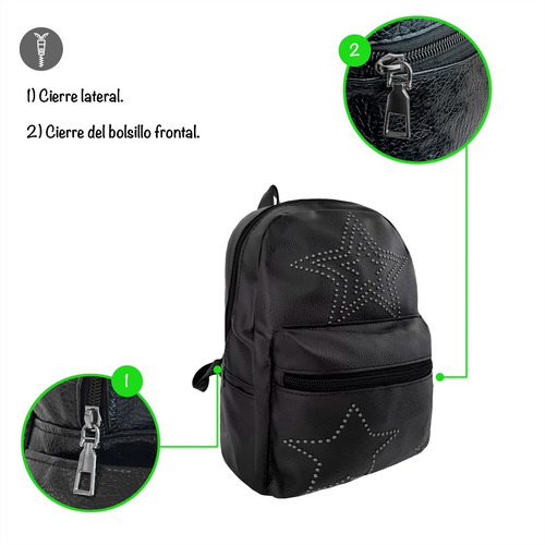 Imagen 4 de 10 de Mochila Con Tachas Eco Cuero.