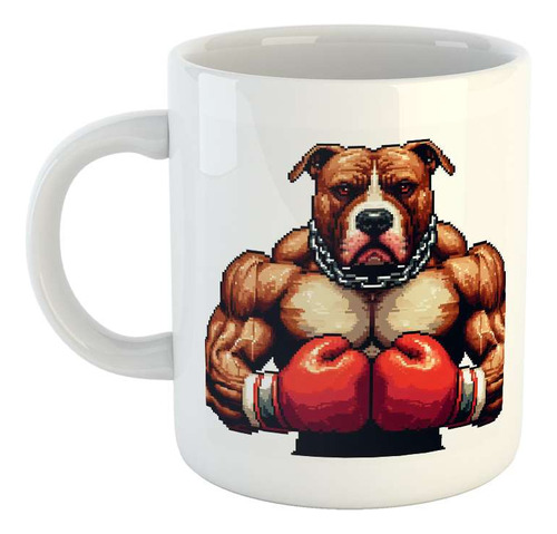 Taza Ceramica Pitbull Perro Box Guantes Entrenado Gym