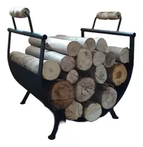 Comprar Leñero De Hierro Con Mangos De Madera 